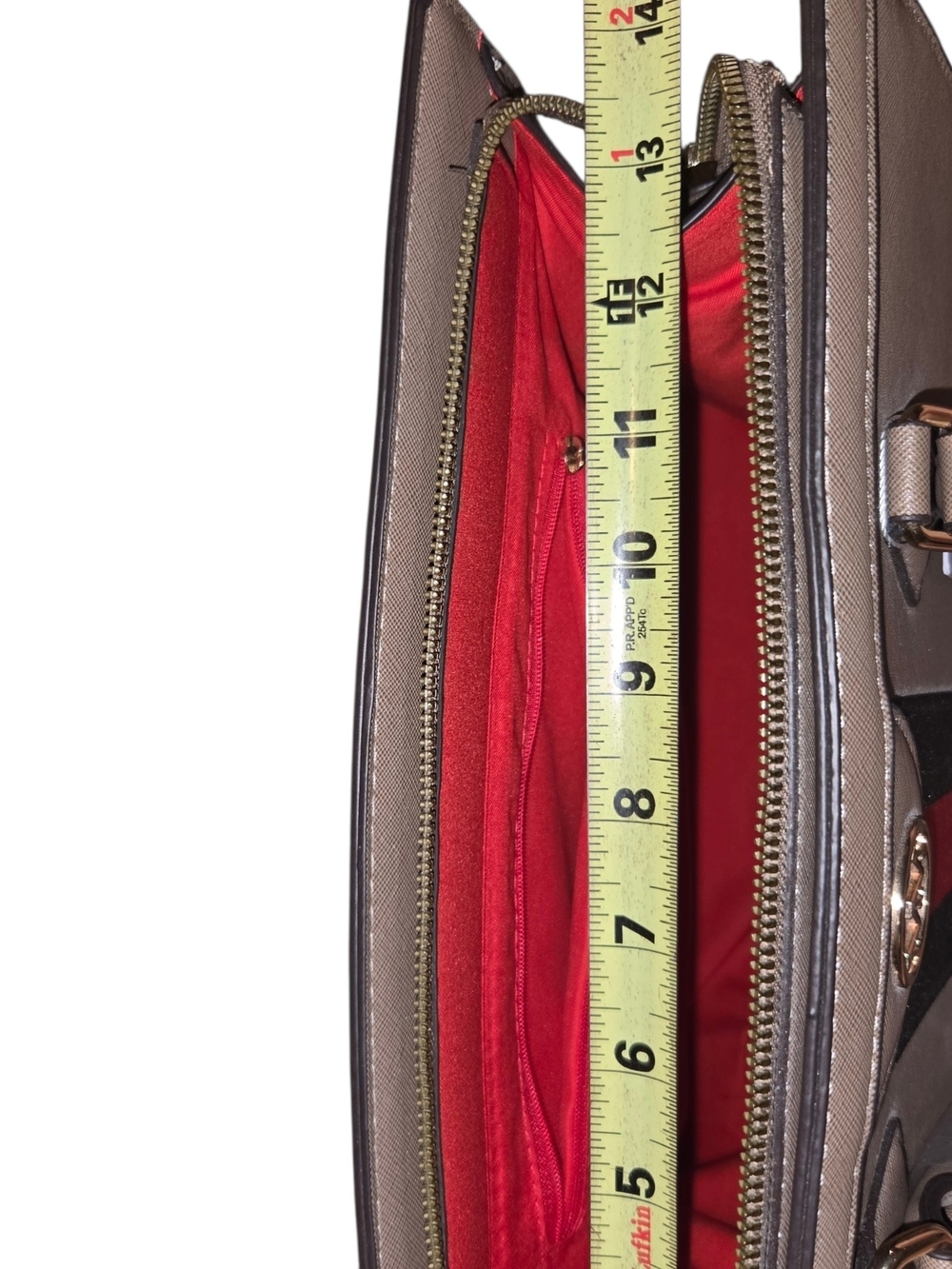 Marilyn Monroe Beige Satchel with Black and Red Center Stripe - Picture 12 of 13
